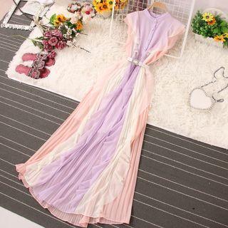 Sleeveless Maxi Pleated A-line Dress