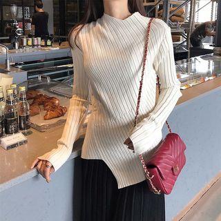 Asymmetric Mock-neck Knit Top