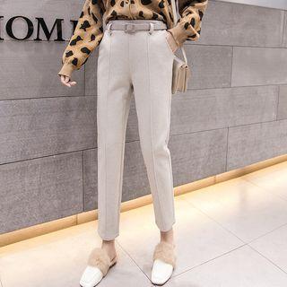 Cropped Slim-fit Belted Dress Pants