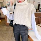 Funnel-neck Cap-sleeve Sweater