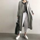 Raglan-sleeve Linen Mac Coat