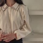 Stitch-collar Button-up Blouse