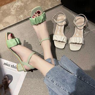 Chunky Heel Shirred Sandals