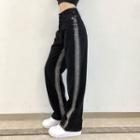 High-waist Two-tone Straight Leg Pants