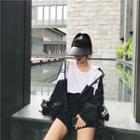 Lettering Stand Collar Windbreaker