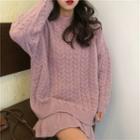 Plain Sweater / Ruffle Hem Mini Knit Skirt