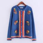 Embroidered Color Block Cardigan