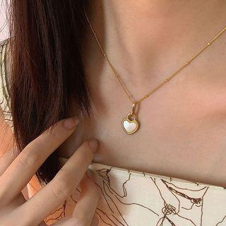 Heart Lock Necklace Xl1473 - Gold - One Size