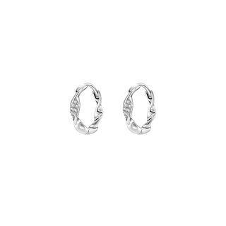 Sterling Silver Rhinestone Mini Hoop Earring 1 Pair - Silver - One Size