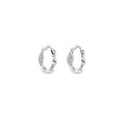 Sterling Silver Rhinestone Mini Hoop Earring 1 Pair - Silver - One Size