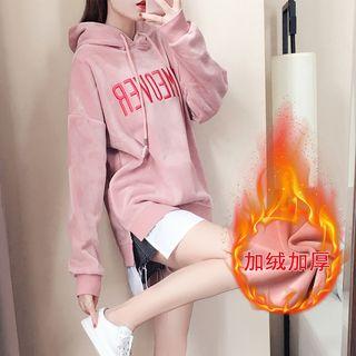 Mock Two-piece Lettering Velvet Hoodie