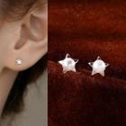 Faux Pearl Star Sterling Silver Earring 1 Pair - White - One Size