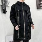 Strap Detail Hooded Zip Jacket Black - One Size