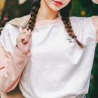 Color-block Lettering Printed Long-sleeve Top