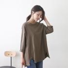 3/4-sleeve Dip-back Loose-fit Top
