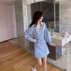 Long-sleeve V-neck Button-up Shirtdress