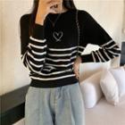 Heart Striped Knit Top