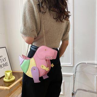 Color Block Dinosaur Faux Leather Crossbody Bag