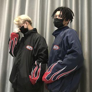 Couple Matching Flame Bomber Jacket