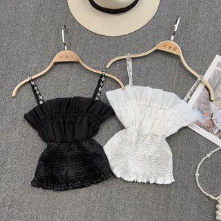 Rhinestone Smocked Camisole Top
