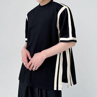Contrast Trim Slit T-shirt