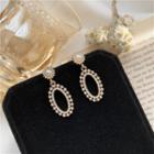 Faux Pearl Rhinestone Oval Dangle Earring