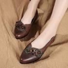 Genuine Leather Floral Flats