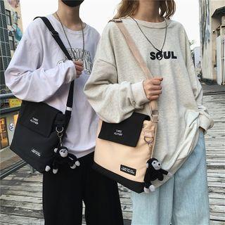 Monkey Charm Paneled Crossbody Bag