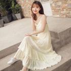 Set: Light Jacket + Spaghetti Strap A-line Midi Dress
