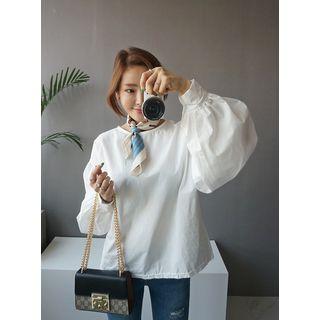 Balloon-sleeve Round-neck Top