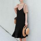 Set: Short-sleeve T-shirt + Spaghetti Strap Mermaid Dress