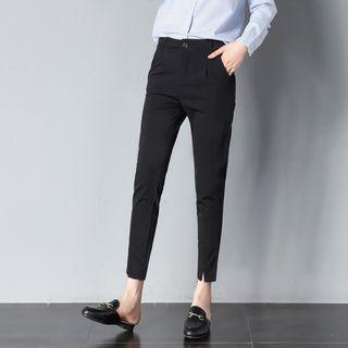 Cropped Slit Hem Dress Pants