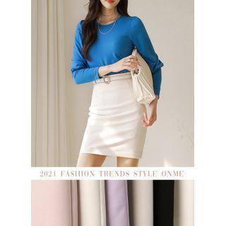 Colored High-waist Pencil Miniskirt