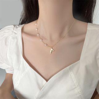 Mermaid Tail Pendant Faux Pearl Alloy Choker Choker - Fish Tail - Gold - One Size