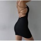 Plain Open-back Slim-fit Sleeveless Dress - 3 Colors