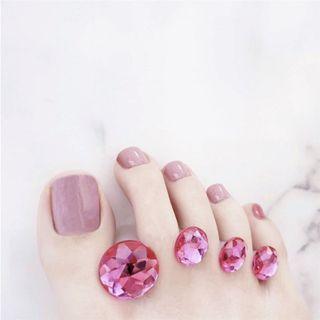 Plain Faux Toe Nail Tips J-99 - Glue - Light Purple - One Size