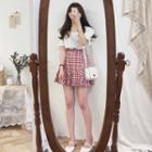 Plaid Ruffle Hem Mini A-line Skirt