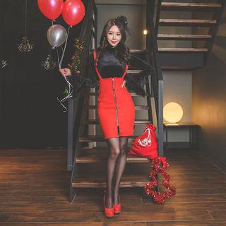 Zip-up Knit Suspender Dress
