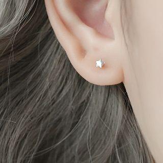 925 Sterling Silver Star Stud Earring 1 Pair - As Shown In Figure - One Size