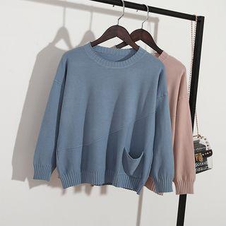 Crew-neck Pocket Detail Sweater