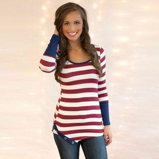 Striped Panel Buttoned Top