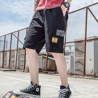 Embroidered Wide-leg Cargo Shorts