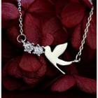 925 Sterling Silver Rhinestone Pigeon Pendant Necklace