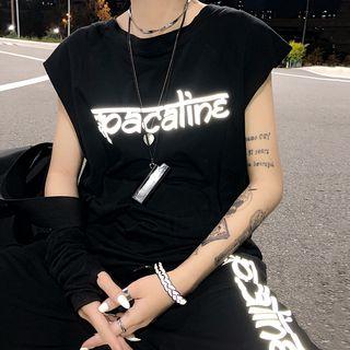 Lettering Sleeveless T-shirt / Shorts