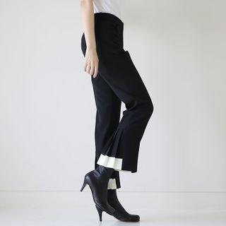 Pleat-hem Straight Dress Pants