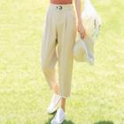 Elastic Waist Fray Edge Cropped Pants