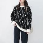Two-tone Flower Accent Sweater