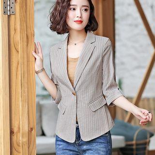 3/4-sleeve Striped Blazer