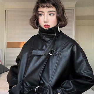 Faux Leather Buckle Detail Jacket