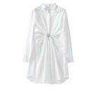 Long-sleeve Cut-out Mini Shirtdress